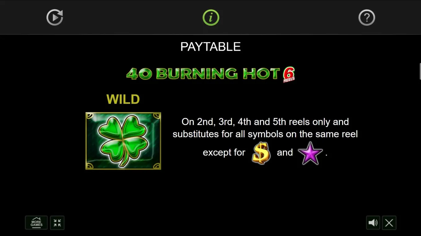 Вайлды в 40 Burning Hot 6 Reels