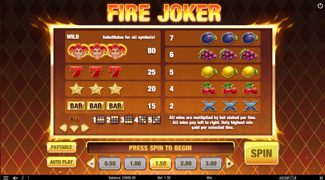 Fire joker играть