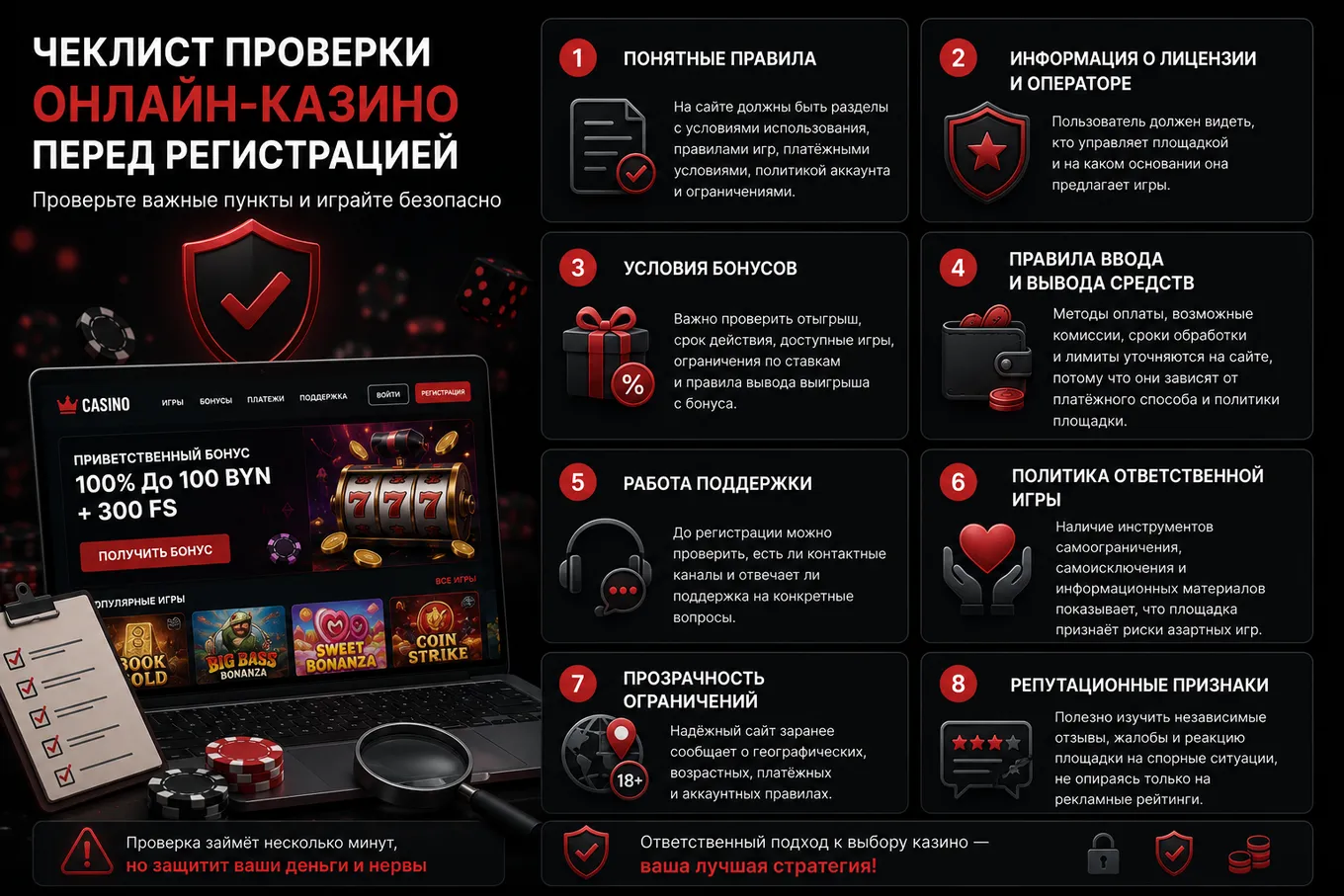 выбор онлайн казино чеклист проверки