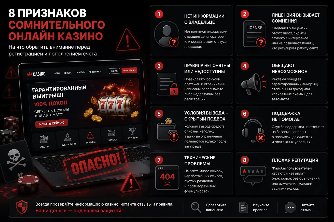фейковые онлайн казино признаки риска