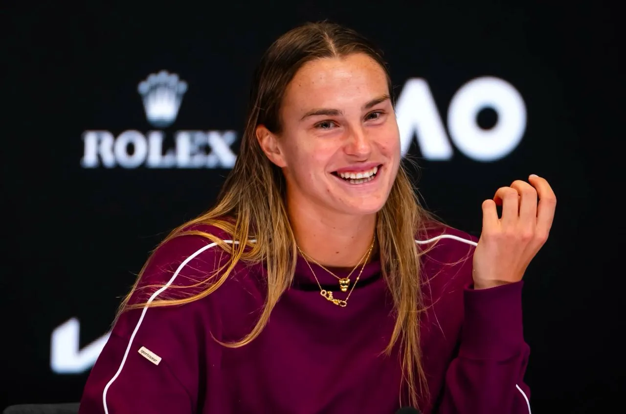 Арина Соболенко на пресс-конференции. Фото: WTA