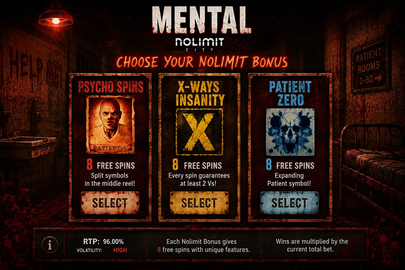 экран выбора Nolimit Bonus в Mental