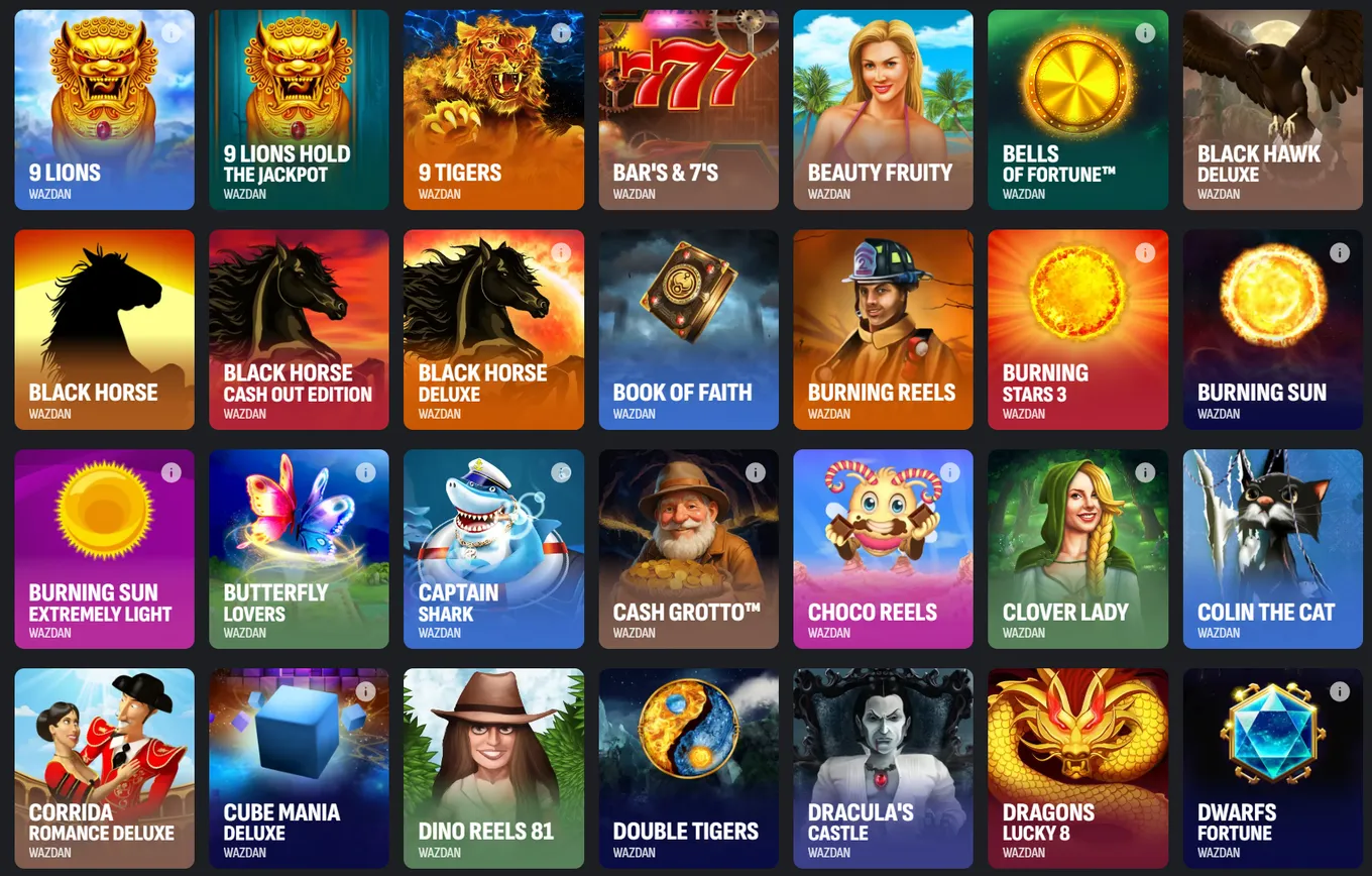 Часть игр Wazdan