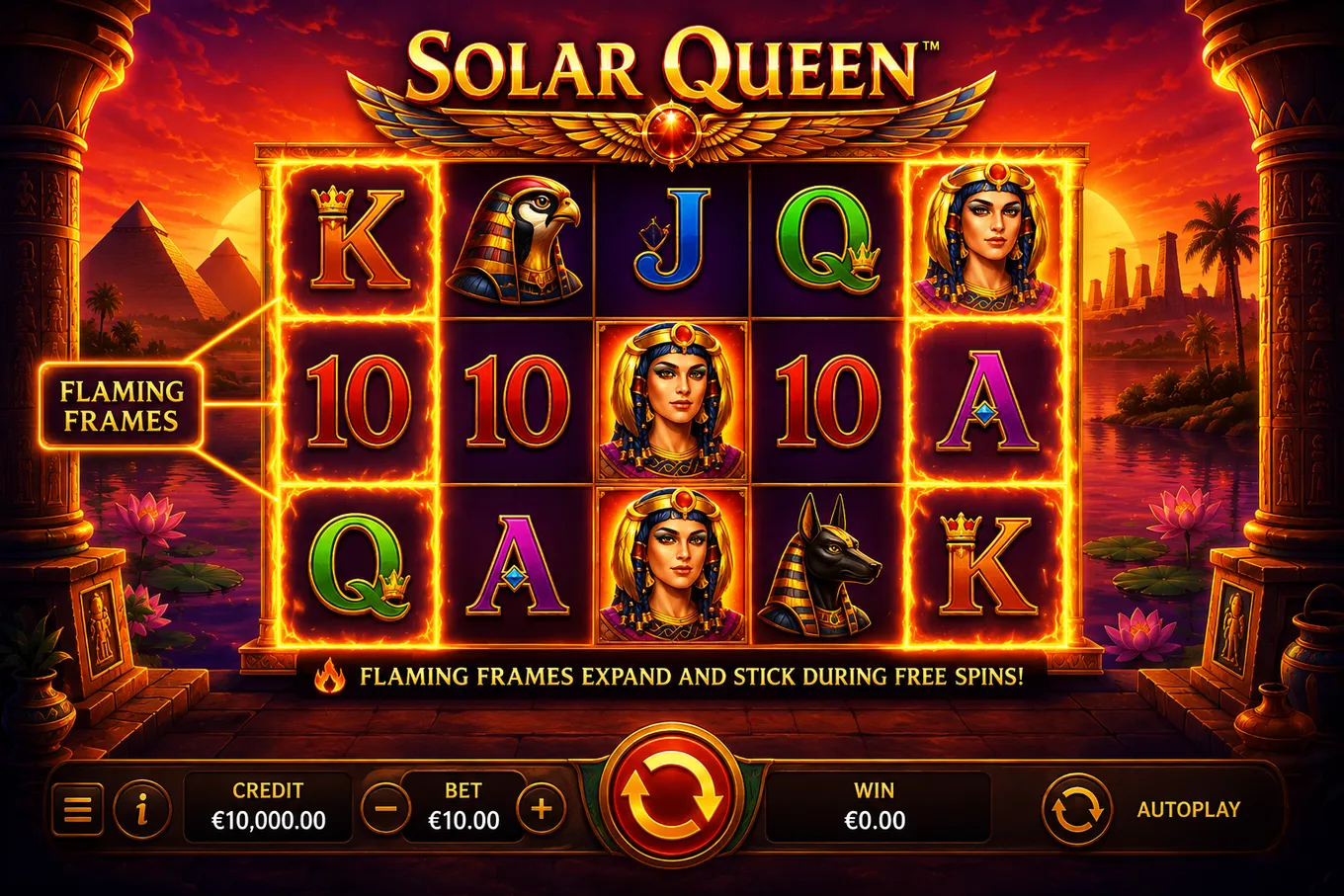 игровое поле Solar Queen с отмеченными Flaming Frames