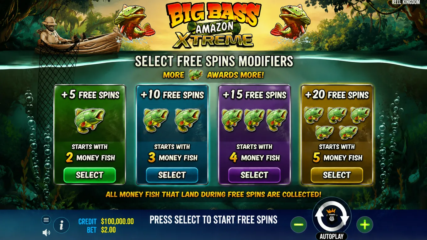 экран выбора модификаторов перед Free Spins