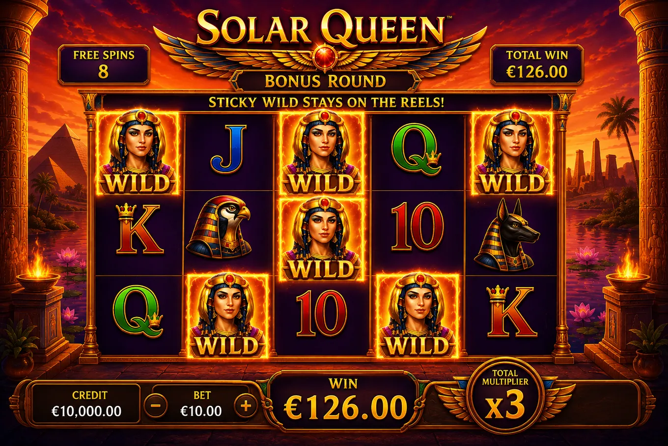 бонусный раунд Solar Queen со Sticky Wild
