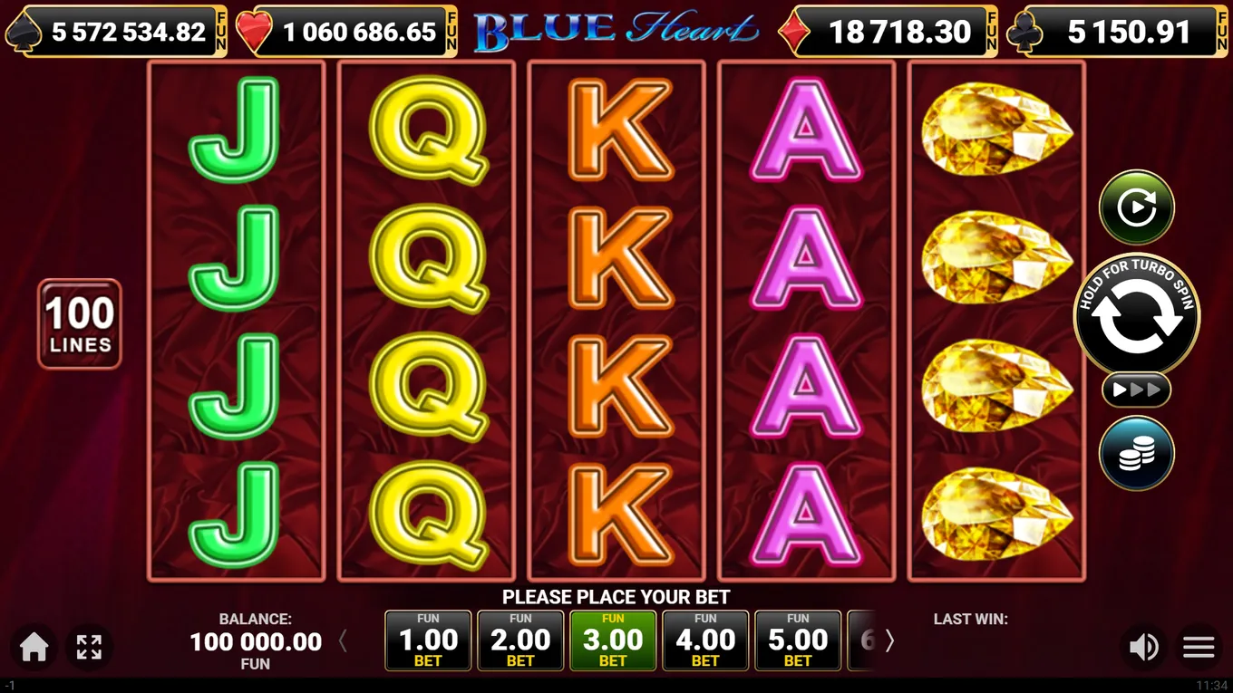 Игровое поле слота Blue Heart