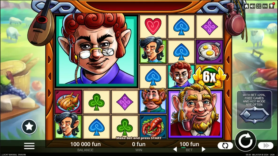 Скриншот игрового поля Lucky Barrel Tavern