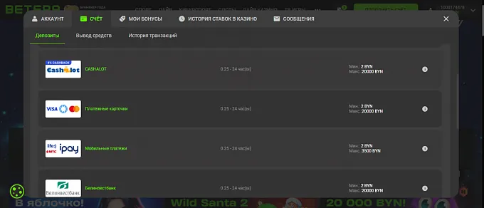 4. Внесите депозит