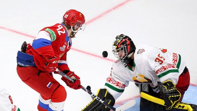 Сборная России забросила три безответные шайбы в ворота Белоруссии на турнире в Санкт-Петербурге