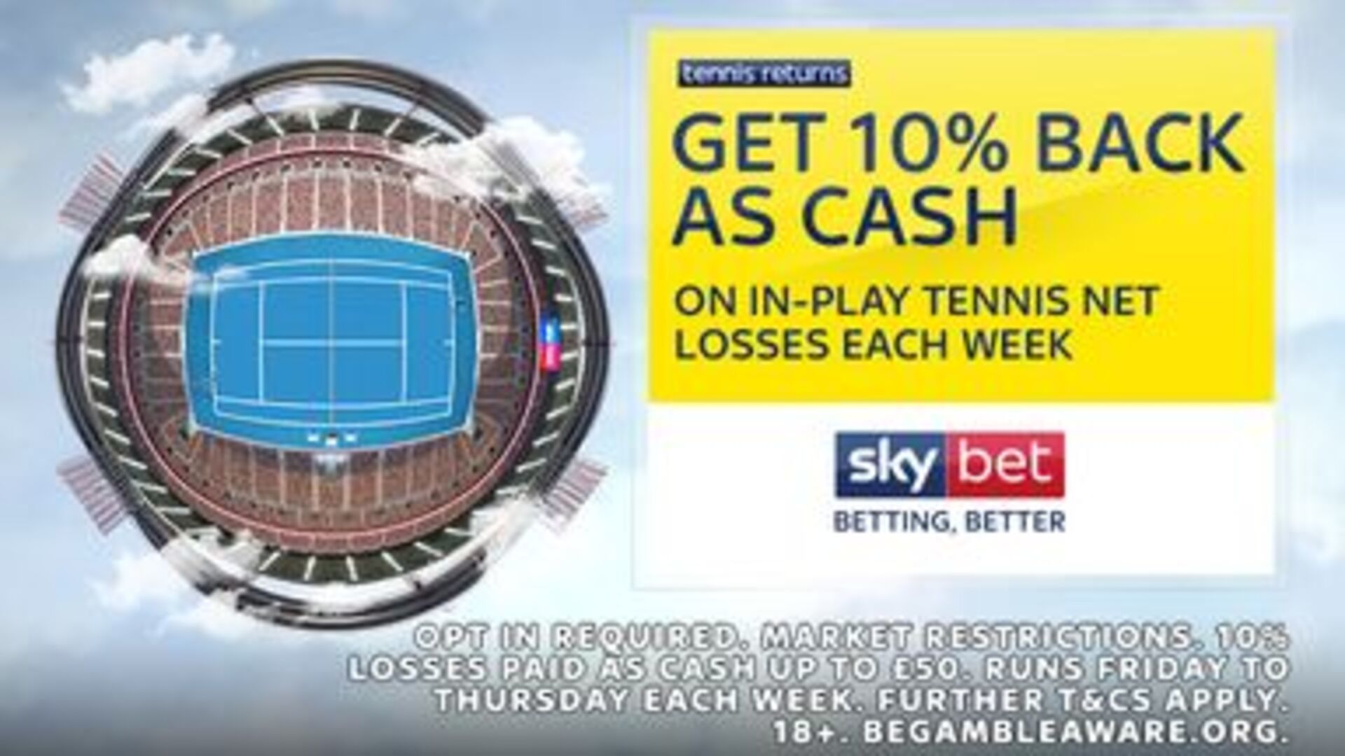 SkyBet возвращает деньги за ставки на теннис